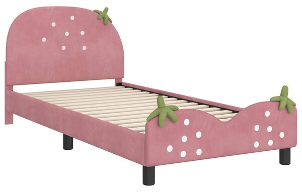 VidaXL Gyerekágy kerettel fejtámlával Rózsaszín 80 x 200 cm Bársony