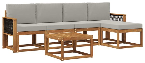 VidaXL Kültéri kanapé szett 6 pcs Természetes és Világosszürke