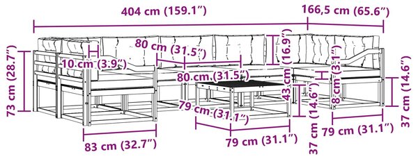 VidaXL Kültéri kanapé szett párnával 6 pcs Fehér és Antracitszürke
