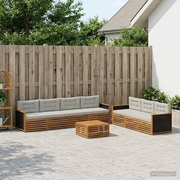 VidaXL Kültéri kanapé szett 8 pcs Természetes és Világosszürke