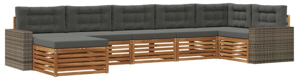 VidaXL Kültéri kanapé szett párnával 7 pcs Természetes és antracit