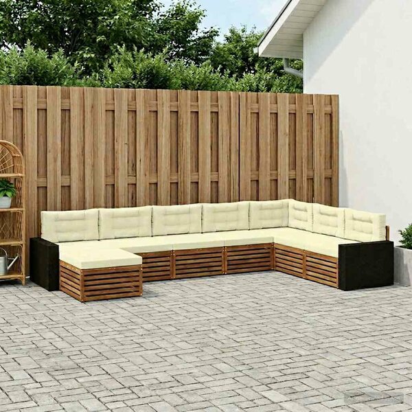 VidaXL Kültéri kanapé szett párnával 8 pcs Természetes és krémszínű