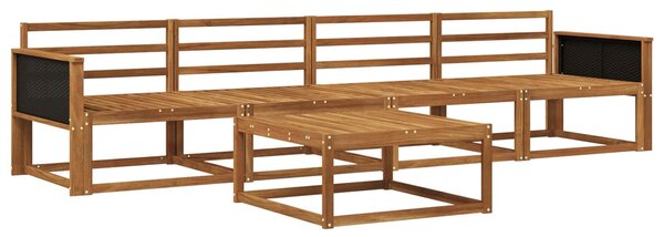 VidaXL Kültéri kanapé szett 5 pcs Természetes Tömör Akácfa