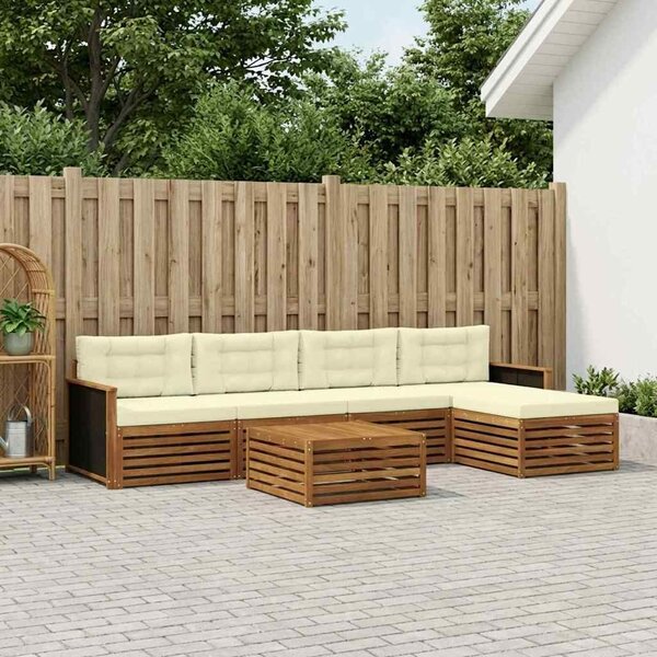 VidaXL Kültéri kanapé szett 6 pcs Természetes és krémszínű