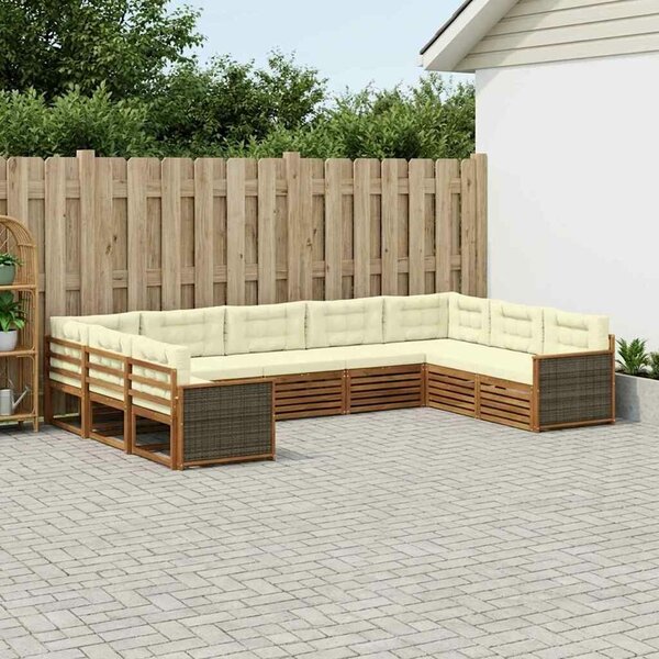 VidaXL Kültéri kanapé szett párnával 9 pcs Természetes és krémszínű