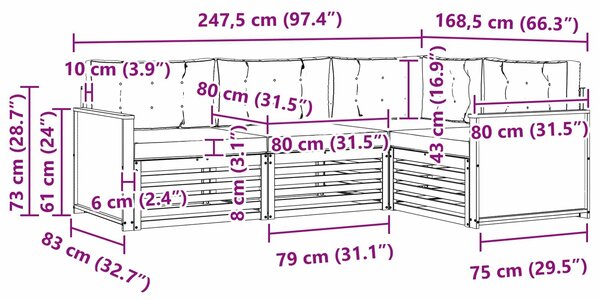 VidaXL Kültéri kanapé szett 4 pcs Természetes és krémszínű