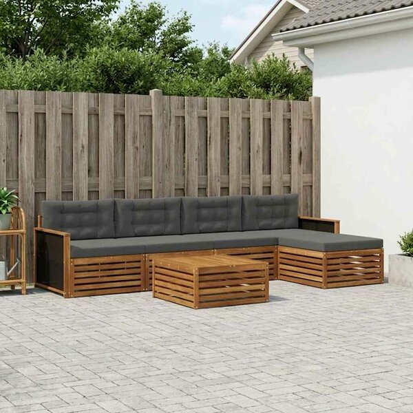 VidaXL Kültéri kanapé szett 6 pcs Természetes és antracit