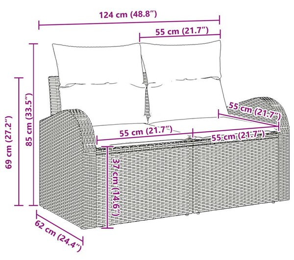VidaXL Kerti Kanapé Szett 8 pcs Barna Poli rattan