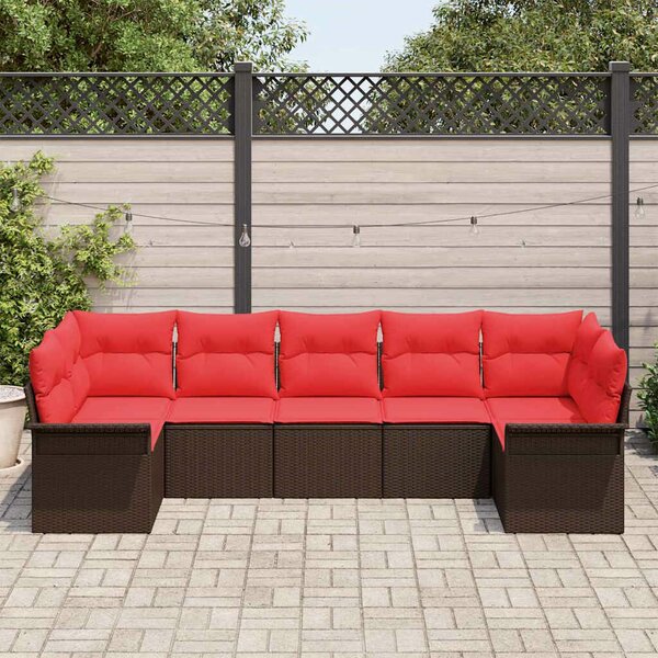 VidaXL Kerti Kanapé Szett tárolóval 7 pcs Barna Poli rattan