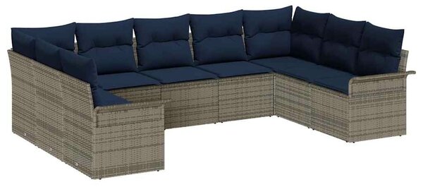 VidaXL Kerti Kanapé Szett párnával 9 pcs Szürke polirattan