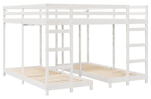 VidaXL Háromszintes emeletes ágykeret Fehér 200 x 200 cm Tömör fenyőfa