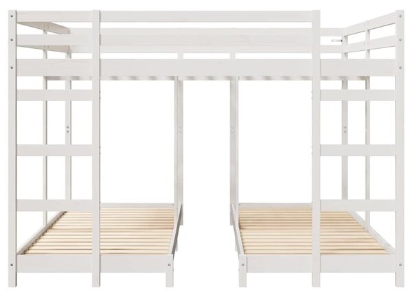 VidaXL Háromszintes emeletes ágykeret Fehér 200 x 200 cm Tömör fenyőfa