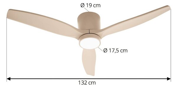 Lucande LED mennyezeti ventilátor Sorin, bézs, DC, csendes, IP44, Krém / borostyánsárga, Nappali / Étkező, fém, Modern
