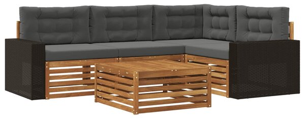VidaXL Kültéri kanapé szett 5 pcs Természetes és antracit