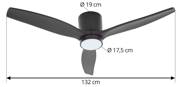 Lucande LED mennyezeti ventilátor Sorin, fekete, DC, csendes, IP44, Fekete, Dolgozószoba / Iroda, fém, Modern