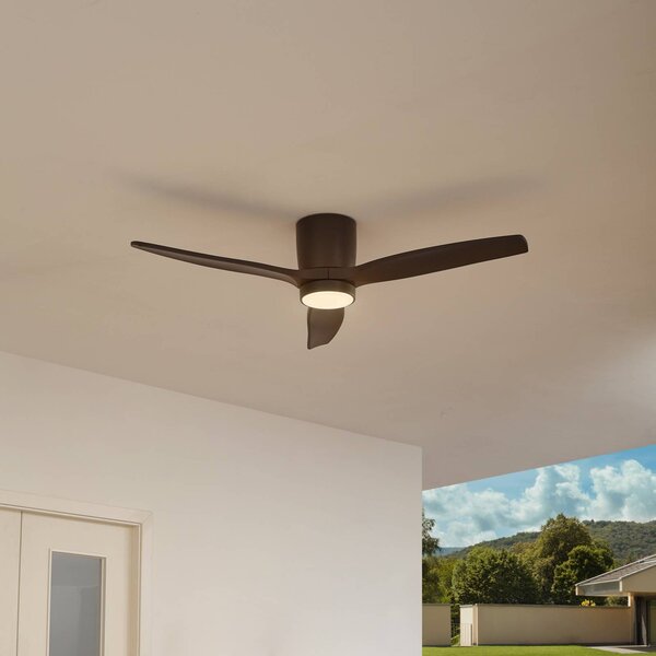 Lucande LED mennyezeti ventilátor Sorin, fekete, DC, csendes, IP44, Fekete, Dolgozószoba / Iroda, fém, Modern