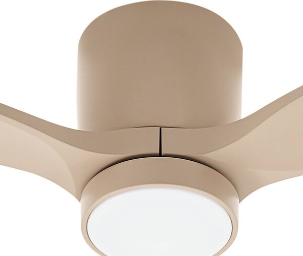 Lucande LED mennyezeti ventilátor Sorin, bézs, DC, csendes, IP44, Krém / borostyánsárga, Nappali / Étkező, fém, Modern