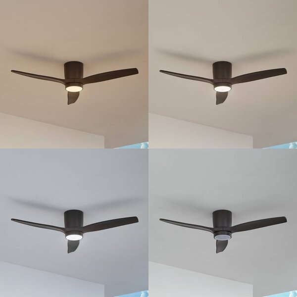 Lucande LED mennyezeti ventilátor Sorin, fekete, DC, csendes, IP44, Fekete, Dolgozószoba / Iroda, fém, Modern