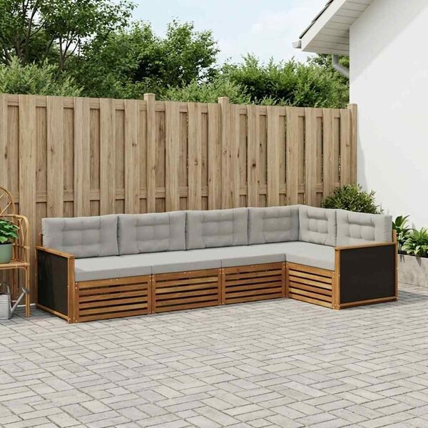 VidaXL Kültéri kanapé szett 5 pcs Természetes és Világosszürke