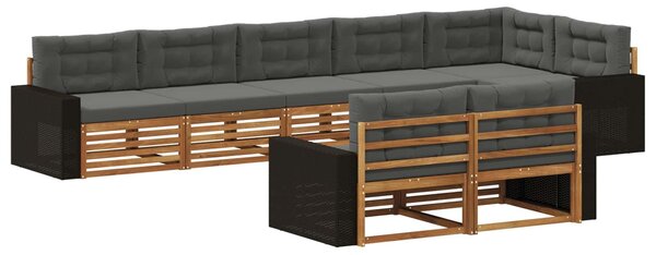 VidaXL Kültéri kanapé szett párnával 8 pcs Természetes és antracit
