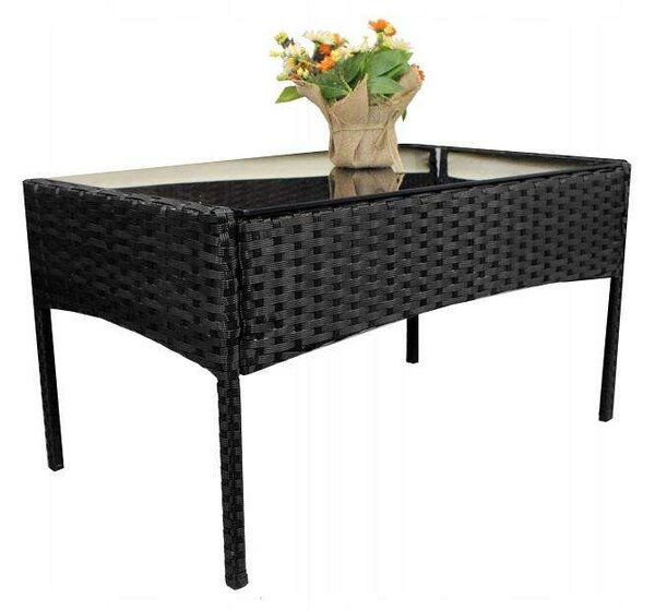 GardenLine rattan négyszemélyes Kerti bútor garnitúra - fekete