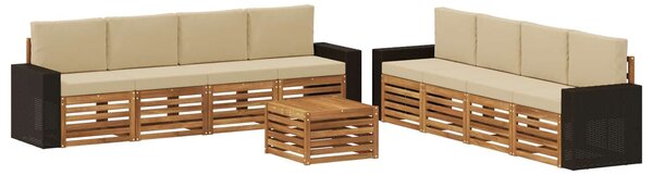 VidaXL Ülőgarnitúrák párnával 9 pcs Tömör Akácfa