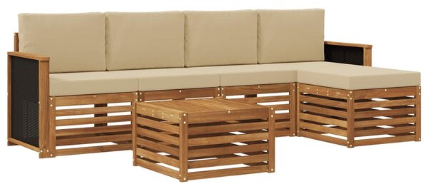 VidaXL Kültéri kanapé szett párnával 6 pcs Természetes és bézs