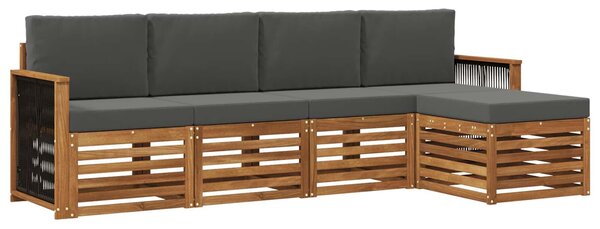 VidaXL Kültéri kanapé szett párnával 5 pcs Természetes és antracit