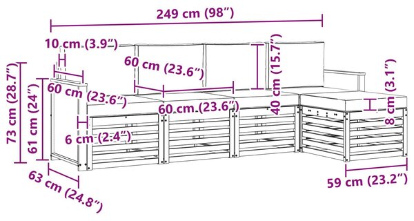 VidaXL Kültéri kanapé szett párnával 5 pcs Természetes és bézs