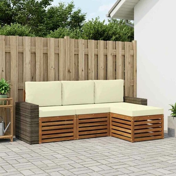 VidaXL Kültéri kanapé szett párnával 4 pcs Természetes és krémszínű