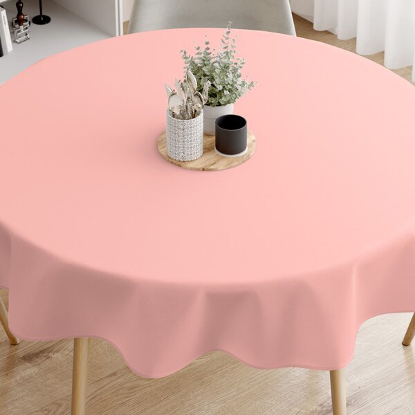 Goldea pamut asztalterítő - pasztell rózsaszín - kör alakú Ø 140 cm