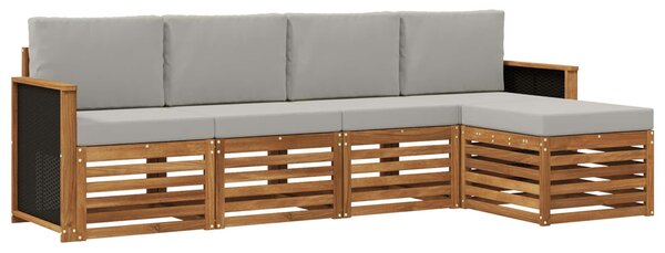 VidaXL Kültéri kanapé szett 5 pcs Természetes és Világosszürke