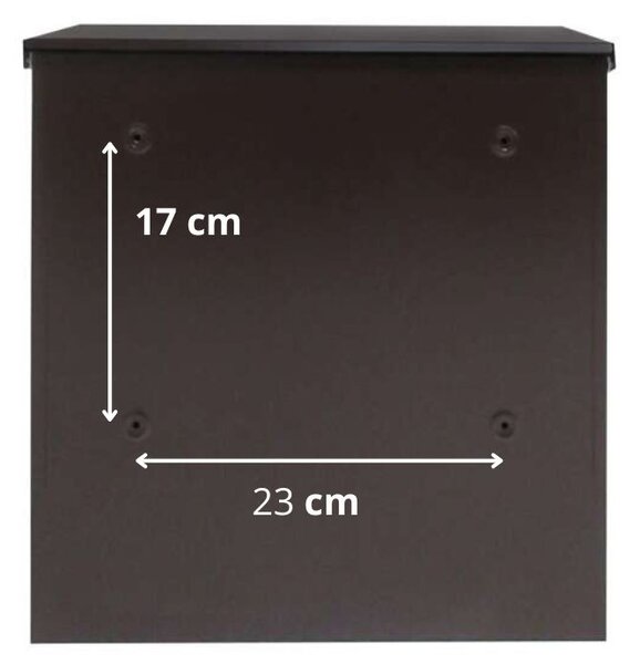 Fém postaláda, gravírozott felirattal, barna, "1"