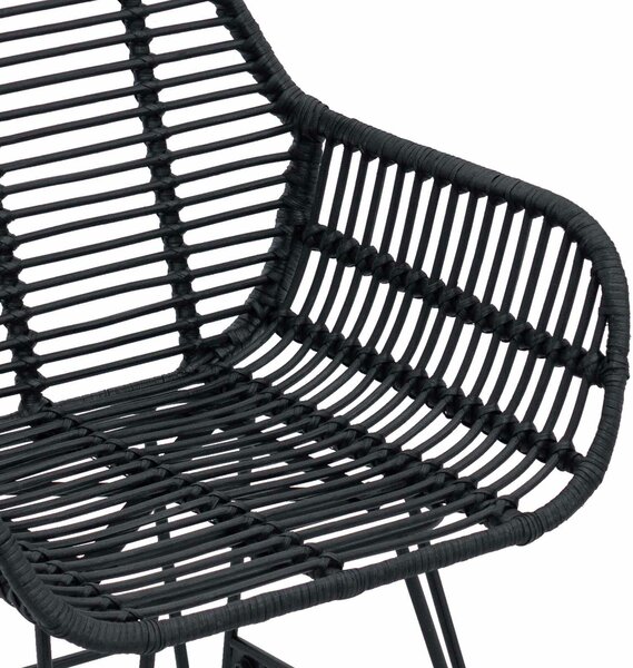 VidaXL Étkezőszék 2 pcs Fekete 55 x 50 x 74 cm Rattan és Vas
