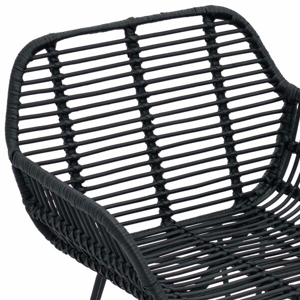VidaXL Étkezőszék 2 pcs Fekete 55 x 50 x 74 cm Rattan és Vas