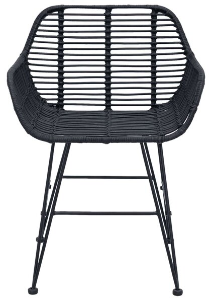 VidaXL Étkezőszék 2 pcs Fekete 55 x 50 x 74 cm Rattan és Vas