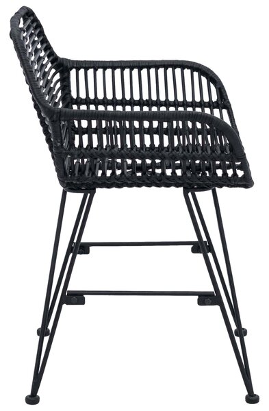VidaXL Étkezőszék 2 pcs Fekete 55 x 50 x 74 cm Rattan és Vas