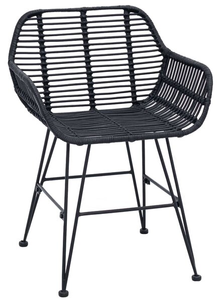 VidaXL Étkezőszék 2 pcs Fekete 55 x 50 x 74 cm Rattan és Vas