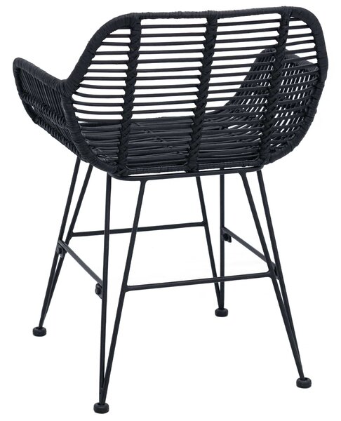 VidaXL Étkezőszék 2 pcs Fekete 55 x 50 x 74 cm Rattan és Vas