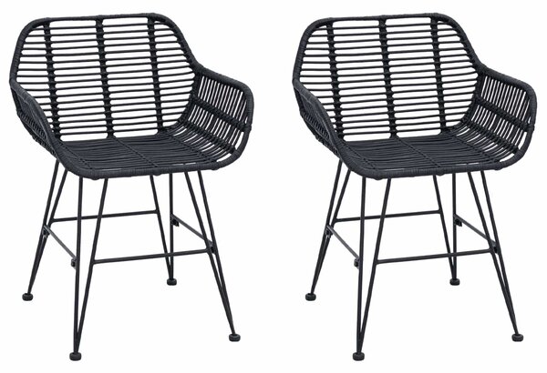 VidaXL Étkezőszék 2 pcs Fekete 55 x 50 x 74 cm Rattan és Vas