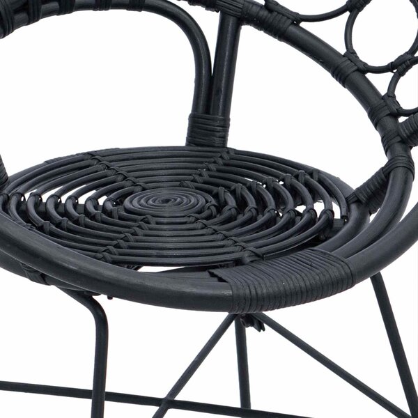 VidaXL Étkezőszék 2 pcs Fekete 65 x 55,5 x 81 cm Rattan és Vas