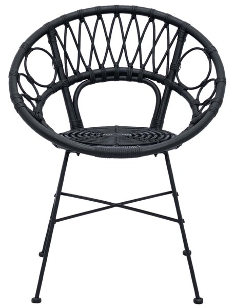 VidaXL Étkezőszék 2 pcs Fekete 65 x 55,5 x 81 cm Rattan és Vas