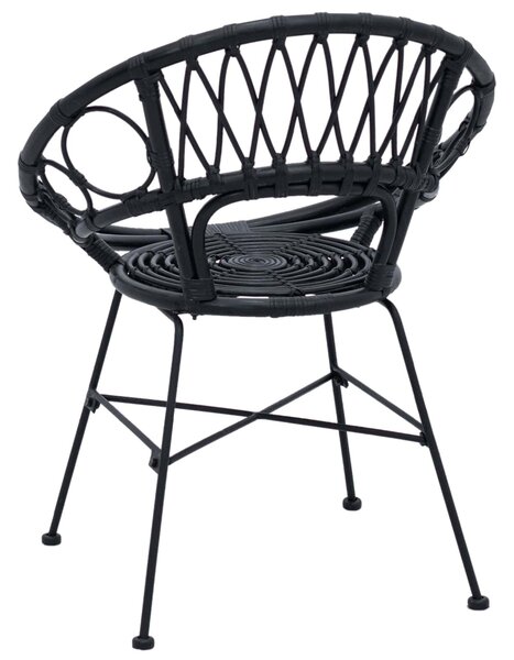 VidaXL Étkezőszék 2 pcs Fekete 65 x 55,5 x 81 cm Rattan és Vas