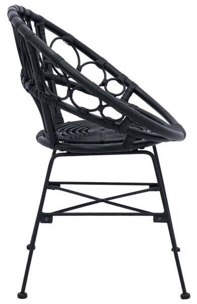 VidaXL Étkezőszék 2 pcs Fekete 65 x 55,5 x 81 cm Rattan és Vas