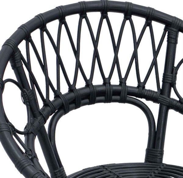 VidaXL Étkezőszék 2 pcs Fekete 65 x 55,5 x 81 cm Rattan és Vas