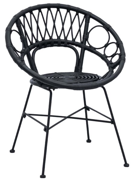 VidaXL Étkezőszék 2 pcs Fekete 65 x 55,5 x 81 cm Rattan és Vas