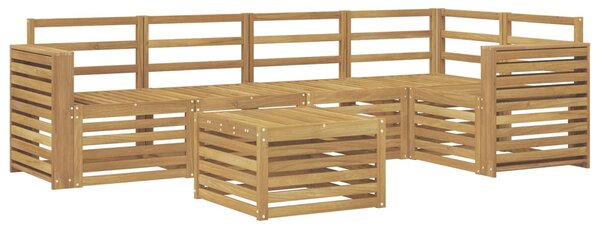VidaXL Kültéri kanapé szett 6 pcs Fehér 59 x 59 x 37 cm Tömör Akácfa