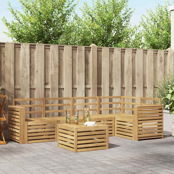VidaXL Kültéri kanapé szett 6 pcs Fehér 59 x 59 x 37 cm Tömör Akácfa
