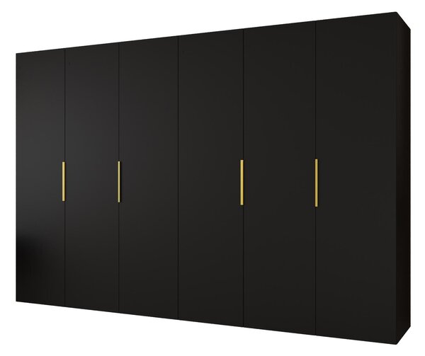 Ruhásszekrény 300 cm Mirabella 1 (fekete + arany)