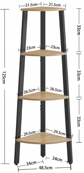 Sarokpolc TAYLOR SONOMA 4 polc, 125x34cm